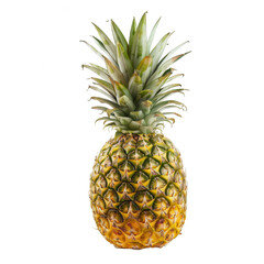 Single pineapple, bright yellow-gold skin, green crown