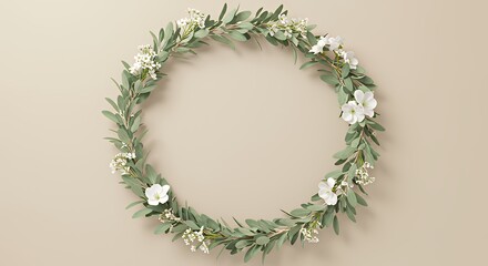 Elegant Green Leaf and White Flower Wreath Natural Decor for Celebrations and Events