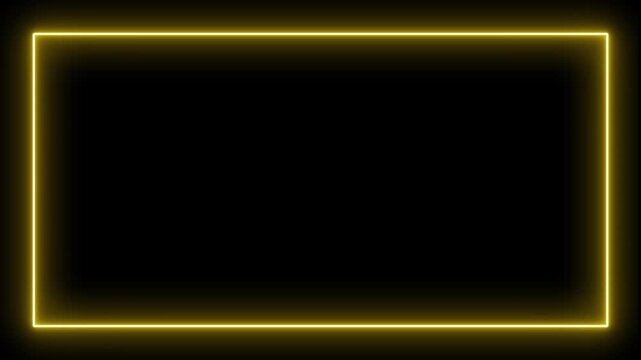 Flickering Light laser glowing neon frame yellow color, isolated on black color background