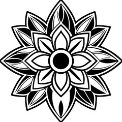 Vector Elegant abstract black and white floral mandala design, perfect for decorative patterns and artistic projects