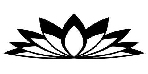 Vector Elegant black lotus flower bloom, symbolizing purity, growth, and peaceful transformation for wellness, spa, or beauty brands.