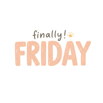 Friday Celebration Typography With Sun Icon PNG Cut Out.
