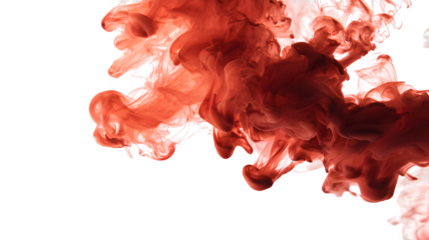 Red smoke swirling upward with fading edges, isolated on white