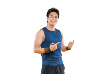 A fit man pointing to himself, filled with self-confidence on a png background