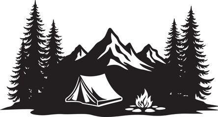 Camping Tent Scene Laser SVG Bundle
