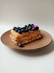 Delicious homemade cake with blueberries.