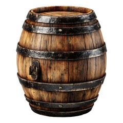 Obraz premium Wooden barrel cask container keg vintage storage aged oak distillery isolated on transprint background