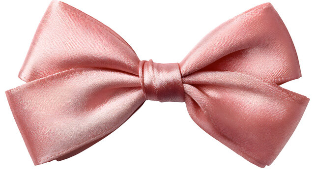 Satin pink ribbon bow with neat loops, isolated on white - Powered by Adobe