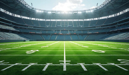 Obraz premium football field with stadium lights, day, 32K Resolution