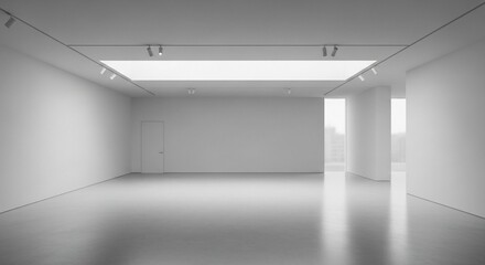 Modern Art Gallery Interior with Track Lighting and Skylight