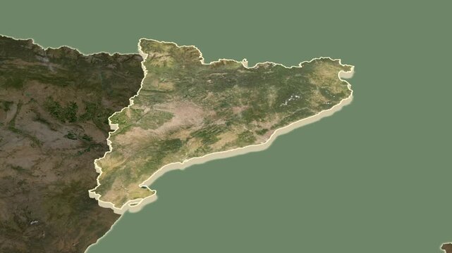 Cataluna region, Spain, extruded. Map animation