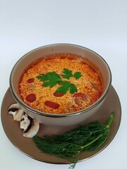 Bowl of Tom Yam soup.