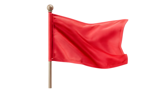Small red flag on pole indicating goal, isolated on white