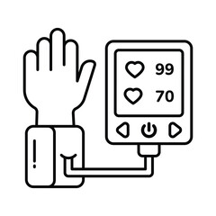 Blood pressure monitor Vector outline illustration style icon. EPS 10 file