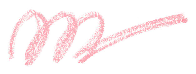 Pink colored pencil drawing isolated on transparent background