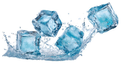 Obraz premium Cold flying ice cubes with splash effect, isolated on white