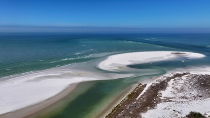 Fort De Soto Park In Clearwater Florida United States. Turquoise Ocean Waves Gently Crashing On Tropical Beach. Holiday Landscape Heaven Vibrant. Holiday Summertime. Clearwater Florida.