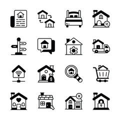 Look at this amazing bundle of property services solid style icons