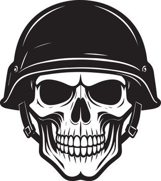 black human skull with military helmet vector illustration, human skull wearing a military helmet vector