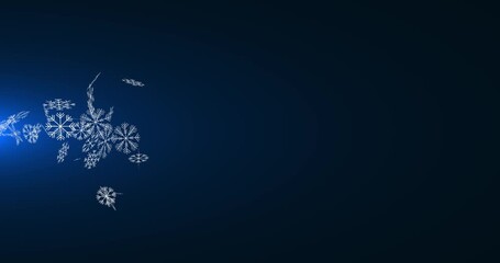 3D snowflakes float in the air, slowly swirling. They create a calm, magical atmosphere, perfect for holiday videos. - Powered by Adobe