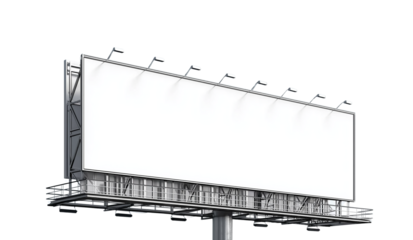Blank billboard on transparent background, cutout