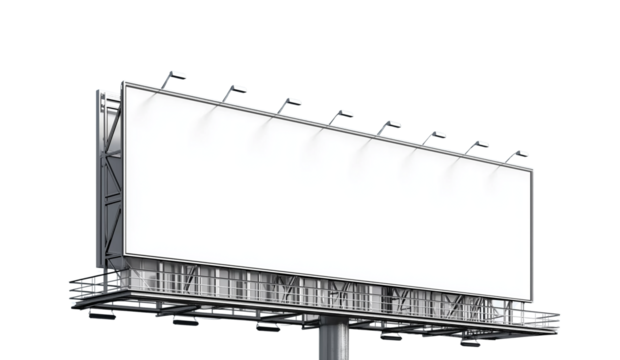 Blank billboard on transparent background, cutout