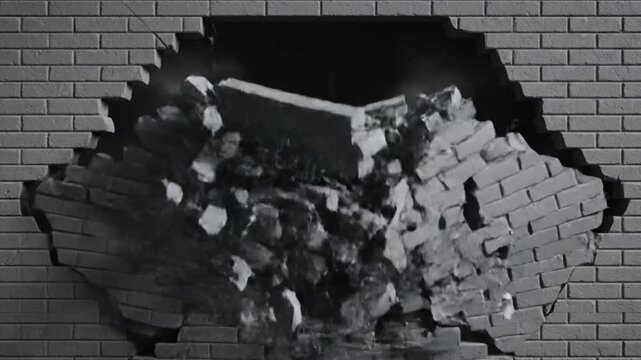 Cracking and Breaking Brick Wall - Destruction Effect 4k video
