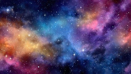 Naklejka premium Cosmic nebula display of vibrant colors and scattered stars