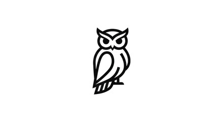 Obraz premium Elegant Stylized Owl Silhouette Ornament Design on Black Background