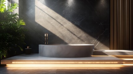 Minimalist Interior with Diagonal Light