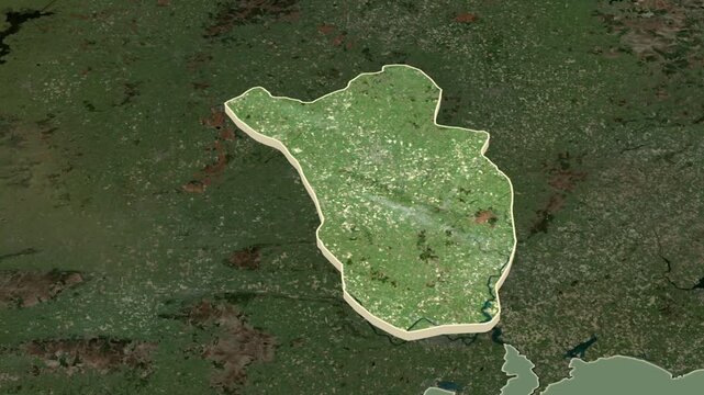 Kilkenny region, Ireland, extruded. Map animation
