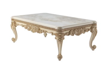 marble coffee table on transparent background, cutout