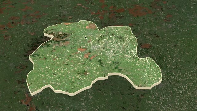 Laoighis region, Ireland, extruded. Map animation