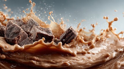 Melted Chocolate Jet Splash Isolated on Transparent Background