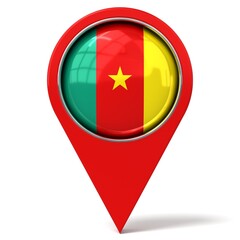 Cameroon - location pin with flag - 3D illustration