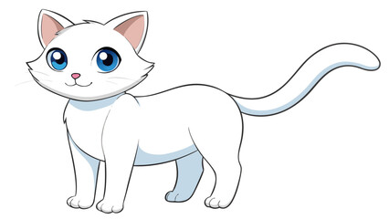 Obraz premium Vibrant white Cat Illustration on a Clean White Background , Playful and Pet Artwork in Modern Minimalist Vector Style for Posters, Prints, Logos, and Decorative Design Projects. 