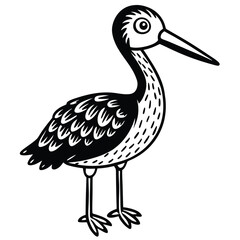 Obraz premium Wading bird with long beak isolated on white background