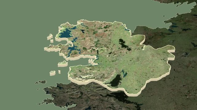 Mayo region, Ireland, extruded. Map animation