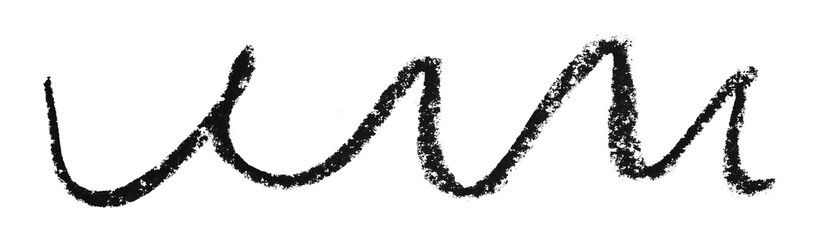 Black colored pencil drawing isolated on transparent background