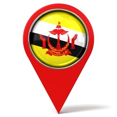 Obraz premium Brunei - location pin with flag - 3D illustration