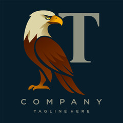 Letter T Eagle Logo Designs