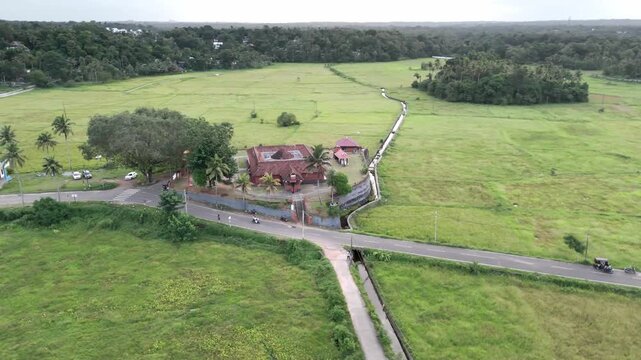 oldest Temple in kerala areal shot in the middle of beautiful greenery, nostalgic traditional temple of kerala, onam vibes,kerala traditional temple , chennamath mahadevar temple chathannoor kollam