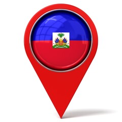 Haiti - location pin with flag - 3D illustration