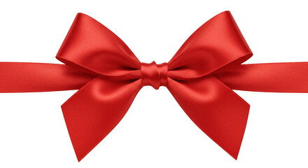 Fototapeta premium A vibrant red satin ribbon tied into a classic bow isolated on transparent background