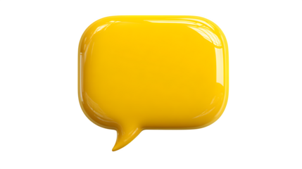 Yellow speech bubble icon with shadow, isolated on white