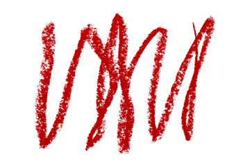 Red colored pencil drawing isolated on transparent background