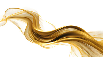 Fototapeta premium Flowing golden light wave swirl, isolated on white