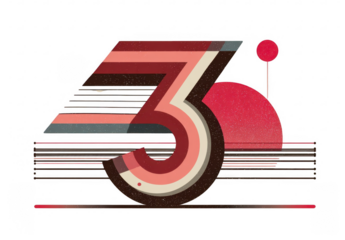 Bold, retro number "3