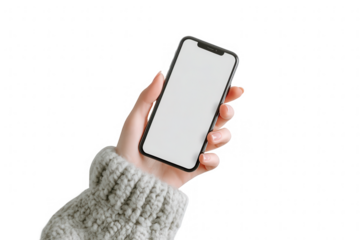 Hand holding a smartphone with blank screen (59)