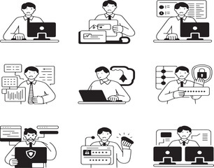 business people icons set
